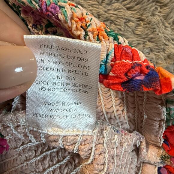Lost + Wander Floral Smocked Off Shoulder All Summer Long Ruffle Top M Medium - Picture 10 of 11